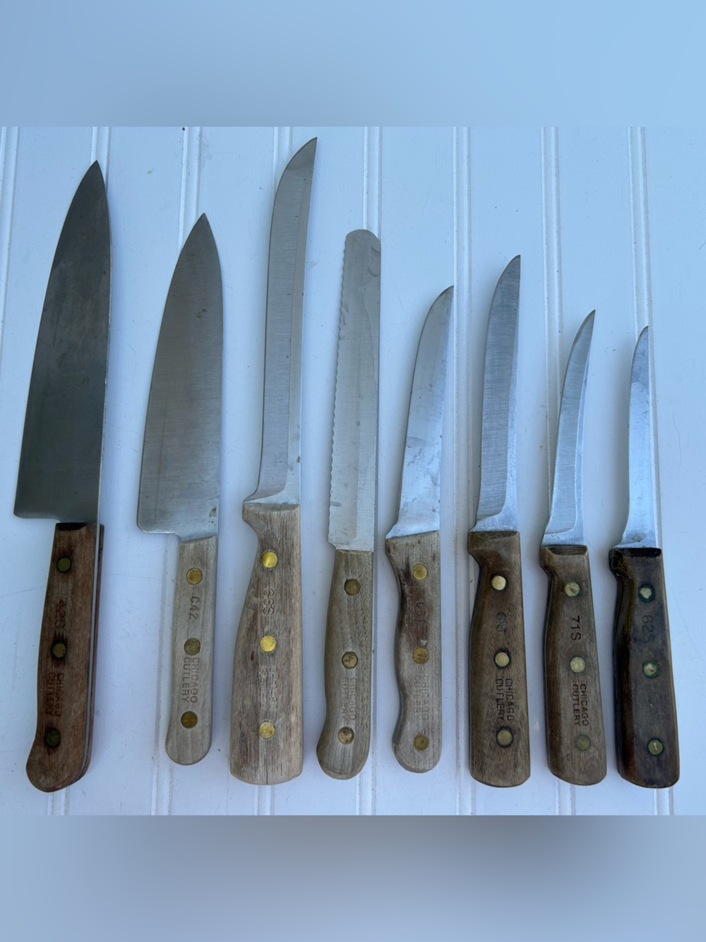 Vintage Chicago Cutlery Wood Knife Stainless Blade Assorted Kitchen Tool Lot 8